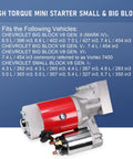 Beefy High Torque 3 HP Mini Starter With 9 Tooth Gear And 153 And 168 Tooth Flywheels For Small Block And Big Block Chevy SBC BBC