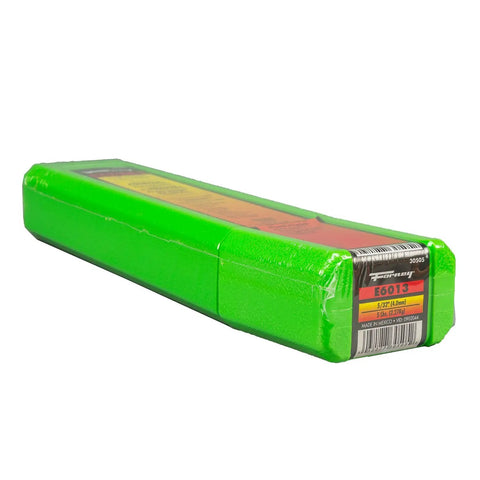 E6013 Welding Rod 5/32 Inch, 5 Pound, All Position General Purpose Rod in green packaging, side angle view