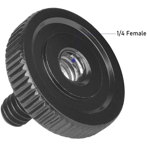 Close-up of a black Two Pack Thumb Screw Quick Release Adapter With Four Rubber Washers One Quarter Inch Male To One Quarter Inch Female
