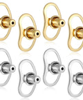 8 Pack Earring Lifters Backings For Droopy Ears Large Stud Back Replacements Tight Locking Earring Findings With Anti Slip Grip All Day Secure Fit For Heavy Earrings Durable Silver And Gold Set displayed in rows.