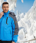 Man wearing Dope Waterproof Ski Jacket For Winter Weather Windproof Snowboard Coat With Removable Hood And Cuffs, Large, Blue