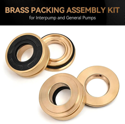 Brass assembly kit for Interpump and General Pumps, part of the All In One 20mm Pressure Washer Seal Kit For A Quick Easy Rebuild Complete Packing Set.