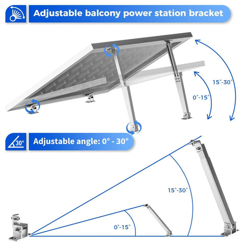 Two Pack Adjustable Tilt Solar Panel Mount Brackets Aluminum Alloy Mounting Bracket Stands For Roof Boat Or Flat Surfaces Supports 50W To 400W Panels Easy Install Compatible showing adjustable angles