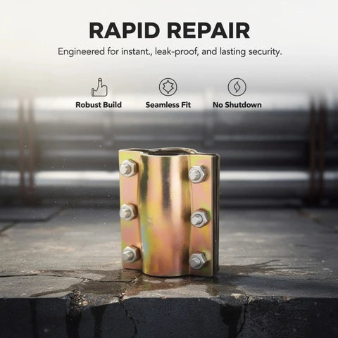 DN50 Heavy Duty Steel Tube Repair Clamp 2.4 To 2.5 Inch Leak Sealer with six bolts and galvanized finish for plumbing pipes