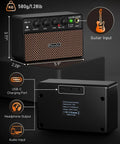 Compact 10W Guitar Amp With Clean And Drive Channel USB C Rechargeable Wireless Portable Practice Amp For Home And Travel Three Point Five Millimeter Headphone And Aux Jack Rich Analog Tone For Indoor Jams