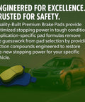 Premium Ceramic Front Brake Pads 1001-1910C Fits 2015-2024 Cadillac Chevrolet GMC SUVs and Trucks, shown with vehicle