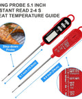Waterproof Digital Cooking Thermometer With Five Point One Inch Long Probe For Bread Baking And Meat Temp Water Temp Measurement Backlit Red Display IPX6 Waterproof Highly Accurate Within One Degree Celsius
