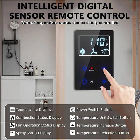 Intelligent digital sensor remote control for Dope 12V Tankless Water Heater Pumping Smooth Hot Flow For Your Camping Rig.