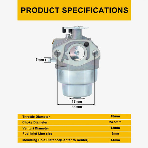 Manual Choke Carburetor Replacement For Honda GCV160 Engine Lawn Mower And Pressure Washer with product specifications chart