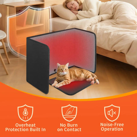 Under Desk Heater Foldable And Quiet Office Space Warmer With Timer 8 Temp Levels Auto Shut Off Energy Efficient Portable Foot Warmer with cat inside
