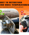 Cool Touch Damper Handle for Smokey Mountain WSM Kettle Grill, shows steel bolt connection vs melted plastic