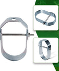 Clevis Hanger Light Duty Pipe Support In Electro Galvanized Steel 3 Inch By 3 Inch Chrome Finish No Fuss Install With Flange And Threaded Rod Adjustable Vertical Position For Overhead Non Insulated Pipe Lines, 3 in pipe hanger