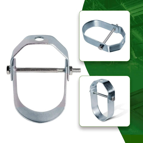 Clevis Hanger Light Duty Pipe Support In Electro Galvanized Steel 3 Inch By 3 Inch Chrome Finish No Fuss Install With Flange And Threaded Rod Adjustable Vertical Position For Overhead Non Insulated Pipe Lines, 3 in pipe hanger