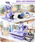 8 in 1 Heat Press Machine With Swing Away 12x15 Inch Shirt Press for sublimation, displaying use for caps and mugs.