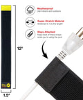 Selfie Straps 12 Inch 8 Pack Black Super Handy Stretchy Hook and Loop Cord Organizer with weatherproof and stretchy features