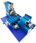 WYDDDARY Mini Metal Lathe Machine 3000RPM High-Speed Spindle With Three Jaw Chuck precision unit on blue base for hobbyist crafting.