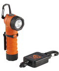 PolyTac 90X USB Right Angle LED Flashlight With Gear Keeper 500 Lumen 7000 Candela 167 Meter Beam Rechargeable Capable Orange