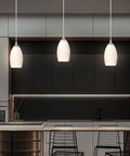 3 Pack Indoor Mini Hanging Kitchen Island Pendant Lights With 4.75 Inch Frosted Glass Shade In Brushed Nickel Finish