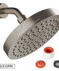 High Pressure Rainfall Shower Head Matte Black 6 Inch Diameter 2.5 GPM Flow Anti Clog 90 Rubber Jets 360 Degree Rotation Rustproof Adjustable