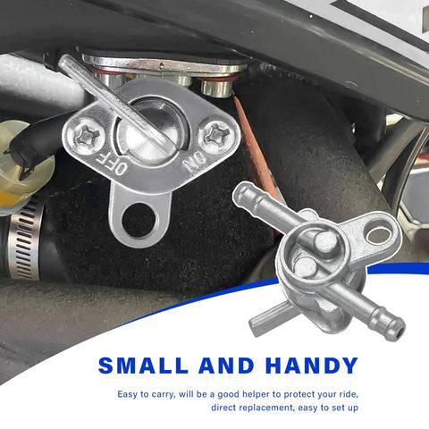 Set Of Two Premium Inline Fuel Shut Off Valve One Quarter Inch Thread Gas Petcock Switch For Dirt Bike Scooter Atv mounted on engine.