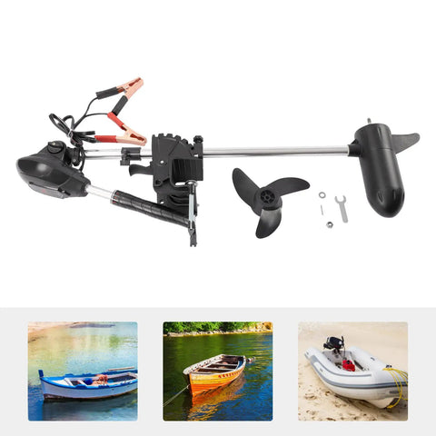 Slick 60 Lb Thrust Transom Mounted Electric Trolling Motor With Eight Speed Settings And Led Battery Display, showing motor and propeller.