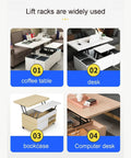 Heavy Duty Adjustable Electric Scissor Lift Table With Foldable Design For Easy Storage And Remote Control Operation To Handle Heavy Loads Smoothly displayed as coffee table and desk.