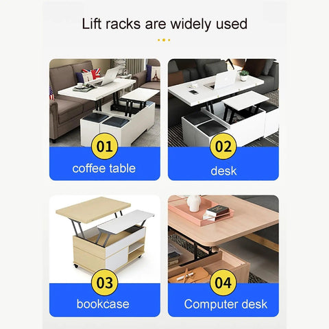 Heavy Duty Adjustable Electric Scissor Lift Table With Foldable Design For Easy Storage And Remote Control Operation To Handle Heavy Loads Smoothly displayed as coffee table and desk.