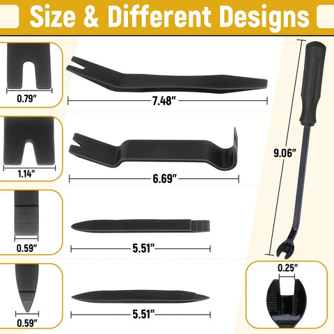 5-Piece Auto Trim Removal Tool Set No Scratch Plastic Pry Tools For Car Doors Interior Panels And Fasteners with sizes