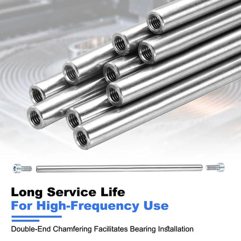 Linear Motion Rod Shaft Guide Kit Pro Grade Quality, 6mm x 100mm 304 Stainless Steel Rods with M4 Threaded Studs, CNC Use