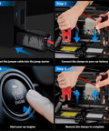 Step-by-step guide using 4000A Jump Starter With Air Compressor, 12V Car Battery Charger on vehicle battery.