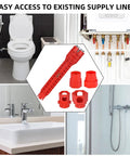 All In One 14 In 1 Sink Wrench Kit For Toilet Faucet And Kitchen Plumbing Installations And Repairs Handy Everyday Multifunctional Tool For Nuts Valves Strainers And Pipes Pro Grade shown with plumbing fixtures.