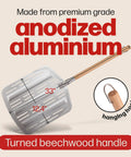 Hans Grill Pizza Peel PRO: perforated anodized aluminum paddle, 12.4-inch wide with a beechwood handle