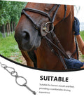 Close-up of Heavy Duty Stainless Steel Horse Tie Down Ring Cross Tie Ring with horse and handler in riding gear