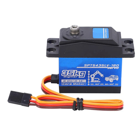 Heavy Duty 35Kg Digital Metal Gear Servo For Rc Cars Aluminum Build with wire connections and torque rating shown.
