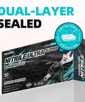 Heavy Duty Nitrile Disposable Gloves, 8 Mil Thick, Black Diamond Textured Finish, X Large, 50 Count packaging