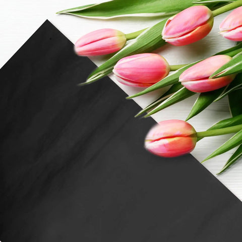 Black Flower Wrapping Paper Set, 40 Sheets, Cuttable Design For DIY Bouquets beside pink tulips for floral arrangements