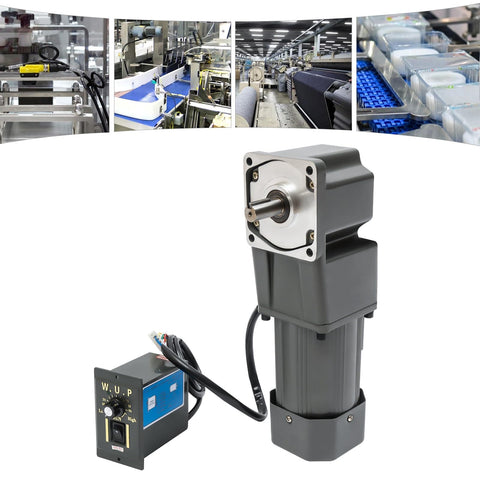 Beefy 110V Gear Motor With Governor, 120W, 20Nm Torque, 0 To 45 RPM, Reversing Function, with machinery background