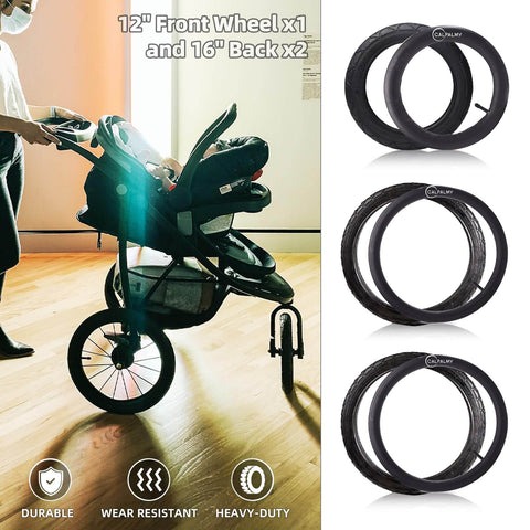 12.5 Inch Front And 16 Inch Rear Wheel Replacement Tubes And Tires For Strollers Durable Butyl Rubber BPA Free Latex Free