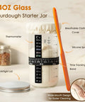 Beginner Friendly Sourdough Starter Kit With Round And Oval Banneton Baskets, 24oz glass jar with thermometer and spatula