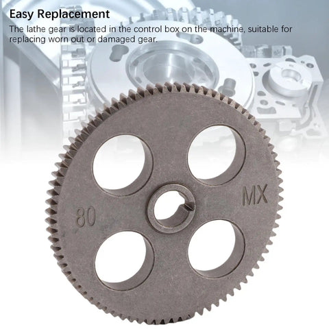 T80 Mini Lathe Gear Replacement Part For MX 210 WM 210 8x16 Lathe Machine High Speed Steel Milling Component, shown in detail