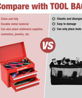 Mini Metal Tool Box With Two Drawers And Top Storage versus tool bag comparison
