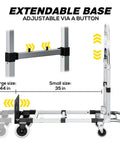 Heavy Duty 3 In 1 Convertible Hand Truck Dolly With 600 Pound Capacity Folding Rolling Cart adjustable base sizes 35in and 44in.
