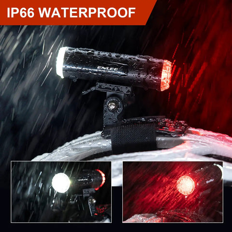 2 In 1 Bike Headlight And Taillight For Night Riding USB Rechargeable Front And Rear Helmet Light IP66 Waterproof Five Modes With Mount Bracket Perfect For Safe City And Trail Cycling