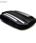 Black front brake fluid reservoir cap right caliper master cylinder cover replacement for Touring Rides 2008 and up, angled view