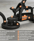 7 Inch Concrete Grinder Set With Extendable Rod, 3800W Floor Polisher With Dust Extraction Shroud on workshop floor