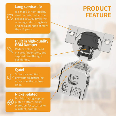 Top Shelf 10 Pack Soft Close Concealed Hinges For Face Frame Cabinets Smooth As Butter Heavy Duty 4D Adjustable Stainless Steel Satin Nickel with POM damper features.