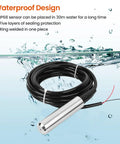 Water Tank Level Sensor 1 Meter TL 136 hydrostatic liquid level transmitter with 24V DC output, IP68 design submerged in water