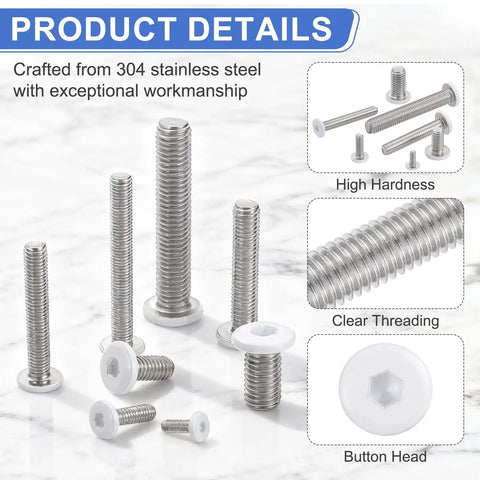 20 Piece Pack M4-0.7 X 12Mm Button Head Hex Socket Screws Hella Durable 304 Stainless Steel With Full Thread Self Tapping Design For Furniture And Auto Diy Hardware Fixes displayed with clear threading and button heads.
