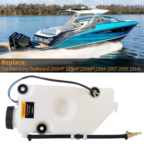 Oil Tank Assembly For Mercury Outboard Engines 200HP 225HP 250HP 300HP DFI Optimax 3.0L EFI Sea Pro Marathon Max visible with boat