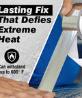 Person applying Heavy Duty High Temperature Aluminum Foil Tape 30 Ft By 1.5 In 0.15 mm Thick Silver on a surface
